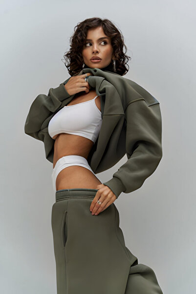 CMZ COLLECTİON Khaki Women's Oversize Tracksuit Set 3 Threads