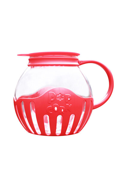 Choice آلة صنع الفشار الزجاجية للميكروويف LMETJMA سعة 2.25 كوارت باللون الأحمر مع غطاء من السيليكون، آلة صنع الفشار للميكروويف مع غطاء من السيليكون