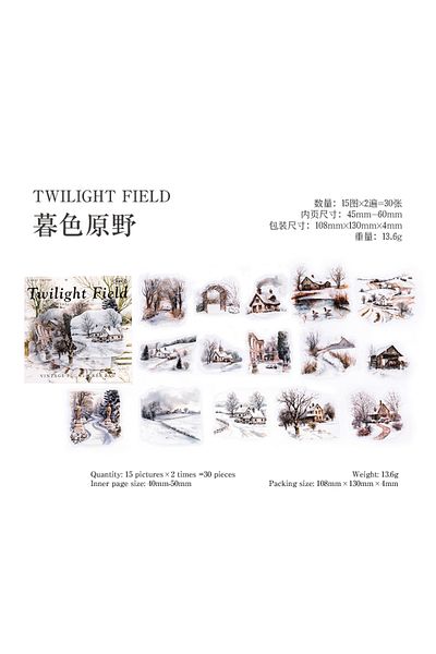 Choice E Jianqi 30pcs Winter Life Stickers Aesthetic Landscape Decorative Scrapbooking Diary Album Collage.