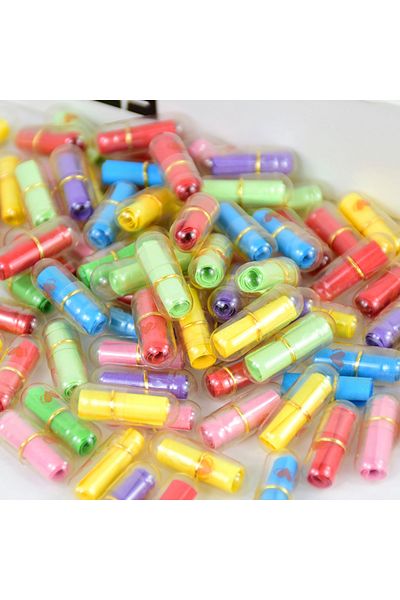 Choice 105pcs Message Capsules Letter Love Pill Transparent Color Mini Wish Paper Notes Bottle Wedding B...