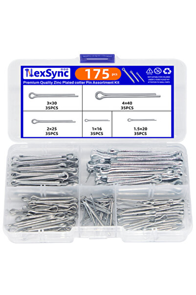 Choice WHITE 175Pcs Sliver Split Pins Cotter Fixings Assorted Sizes Zinc Plat...