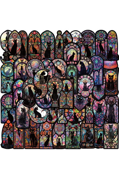 Choice 50 قطعة من الملصقات 50 قطعة من ملصقات القطة القمرية السوداء الداكنة ال...