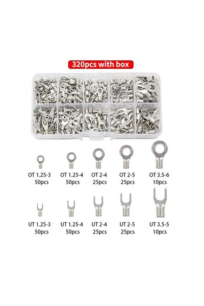 Choice مجموعة متنوعة من 320 قطعة من أطراف التوصيل النحاسية غير المعزولة على ش...