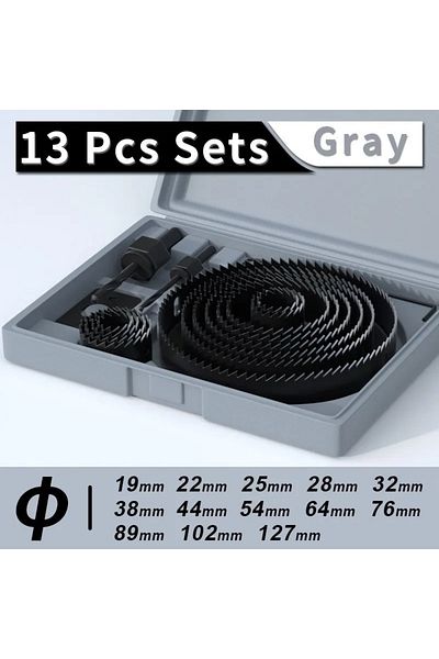 DUTRIEUX Black 13pcs Set Hole Saw Set,metal Core, 19-127mm Saw Cup Wood Crown, Drill Bit For Wood ,woodworkin