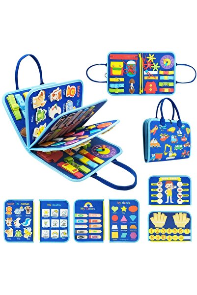 Choice لوح مشغول أزرق، ألعاب مونتيسوري للأطفال الصغار، كتاب أنشطة، تعليم مبكر، حسي، لمرحلة ما قبل المدرسة.