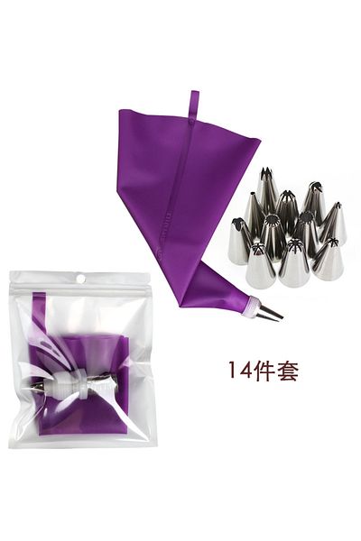 Choice 14pcs 8/14/50pcs Purple Silicone Pastry Bags Tips Kitchen Diy Cake Icing Piping Stainless Nozzle Reu