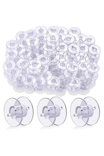 Choice Shuttle 25pcs Empty Bobbins Spools Clear Sewing Machine Bobbins Spools Plastic Storage Box For House