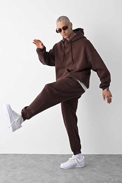 CMZ COLLECTİON Καφέ Oversize Σετ φόρμας με φαρδιά γραμμή