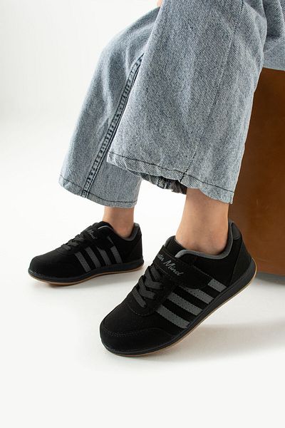 BOUIS Pantofi sport pentru copii, unisex, cu șireturi, cu un singur velcro, flexibili, ușoare, din piele artificială