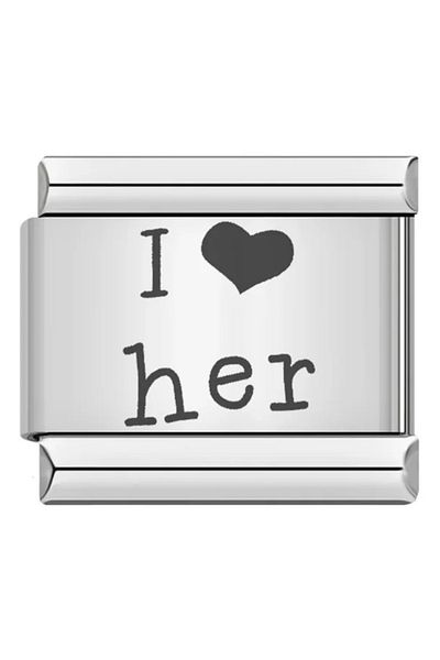SiestaAccessories Italian Bracelet Charm - Couple Themed, "I Love Her" & "I Love Her"