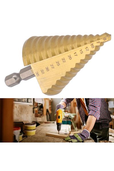Choice HSS Step Drill Bit Straight Groove Titanium Coated Wood Metal Hole Cutter 13 Steps Multiple Hole ...
