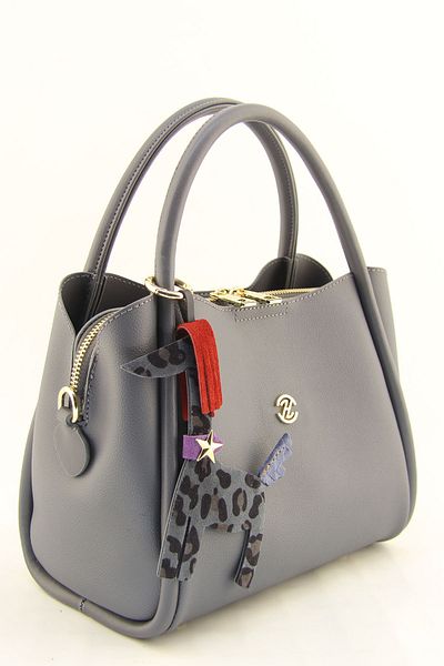 HNB Women's Gray Three-Eye Medium Handbag