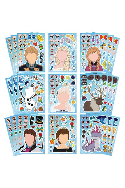 Choice 16sheets 8/16sheets Disney Frozen Puzzle Stickers Make A Face Create Your Own Elsa Olaf Anna Kids To