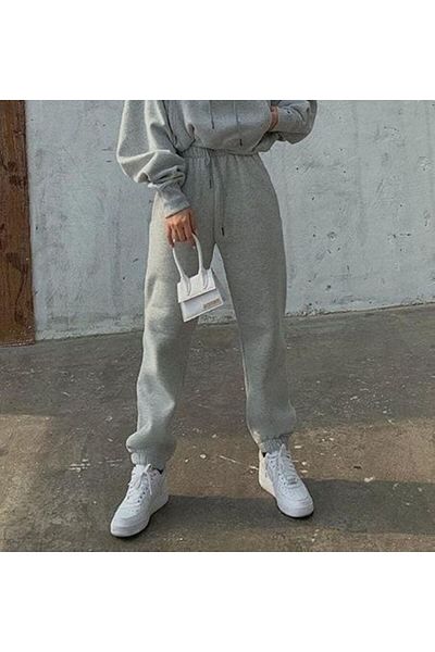 FUNSTYLE Γυναικεία φούτερ Jogger σε γκρι 3 νήματα από καουτσούκ
