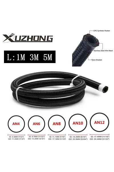 Choice 1M 3M 5M Fuel Hose Oil Gas Line AN4 AN6 AN8 AN10 AN12 Cooler Hose Line Pipe Tube Nylon Stainless ...