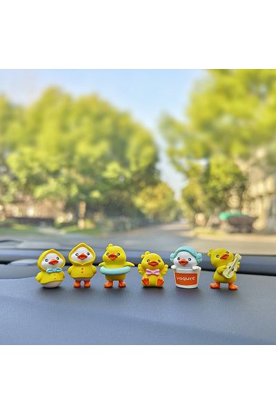 Choice 6pcs 6pcs Anime Figure Little Yellow Duck Model Decor Cute Car Mounted Ornaments Auto Interior Dashb