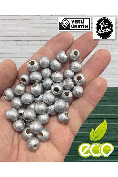 Flea Market Ekonomski paket 1 kilogram drvenih perli 10 mm - SREBRNE - (Sredn...