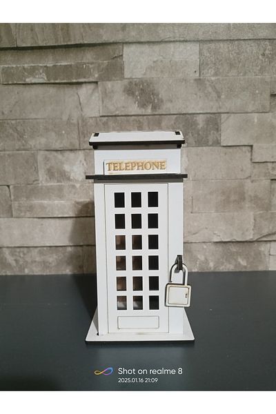 Penguen White Color Piggy Bank Telephone Booth