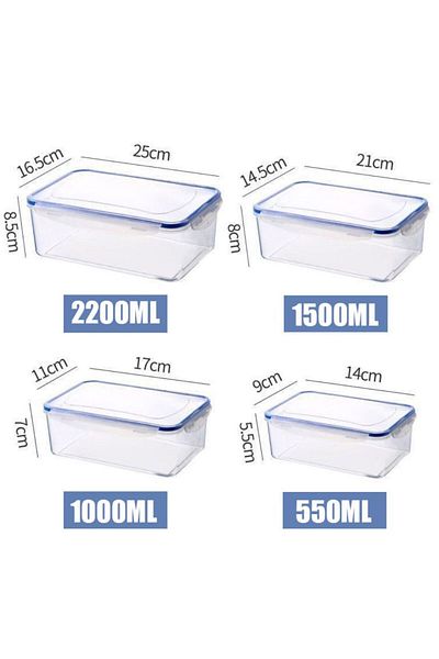 Choice 1pc 550-1000-1500-2200ml Sealed Rectangular Refrigerator Storage Box With Lid Plastic Trasparent Cri