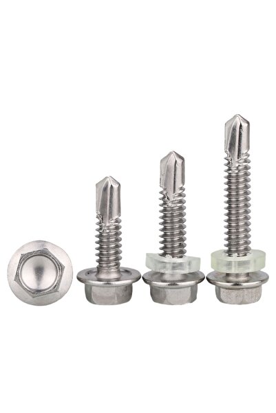 Choice18 50 قطعة من براغي الحفر الذاتي ذات الرأس السداسي المصنوعة من الفولاذ ...