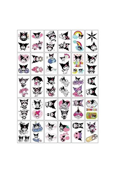Choice 30 ورقة وشم مؤقت من Kuromi Hello Kitty، وشم Kuromi لطيف مقاوم للماء من Sanrio، متين C