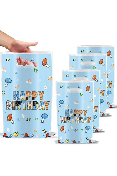 Choice 10pcs-blue New Bluey Bingo Family Theme Party Disposable Gift Bag, Candy Bag, Children's Party Decor
