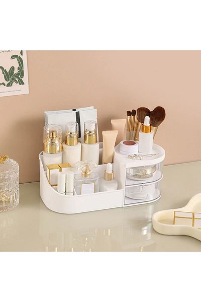Choice Other 28.5X16X10.5CM White Makeup Storage Box With Mirror Desktop Dressing Table Makeup Mirror Cosme