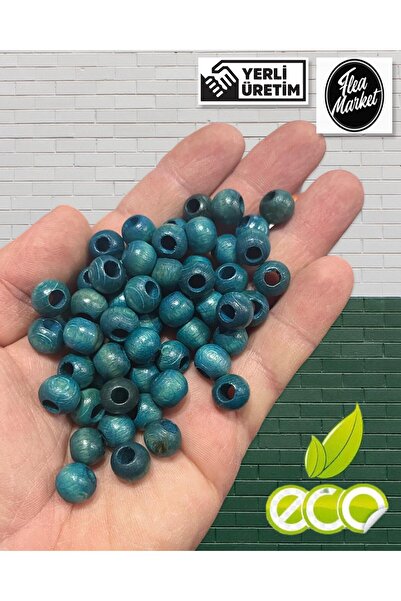 Flea Market Економічний пакет 1 кг 10 мм дерев'яних намистин - НАФТОВО-ЗЕЛЕНИ...