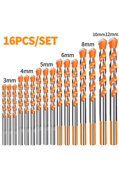 Choice 16pcs 16pcs Tungsten Carbide Masonry Drill Bit Set For Metal Steel Porcelain Ceramic Tile Concrete B