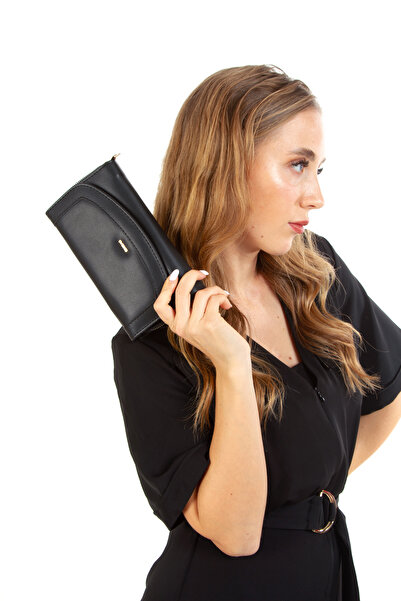 Newish Polo Suport pentru carduri și portofel din piele artificială neagră pentru femei