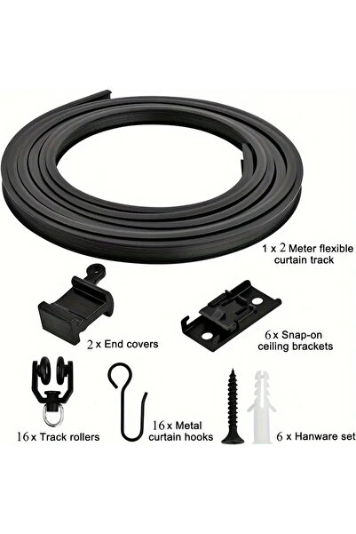 Choice Flexible Bendable Curtain Track Ceiling Wall Mount Black Curved Heavy ...