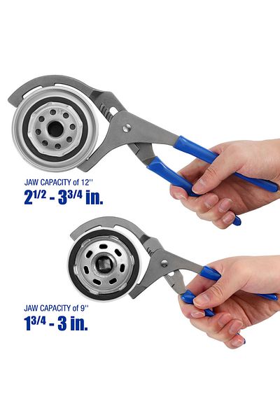 Choice 9inch 1pc 9/12" Oil Filter Pliers Clamp Type Wrench Adjustable Hand Tools Oil Filter 45# Steel Filte