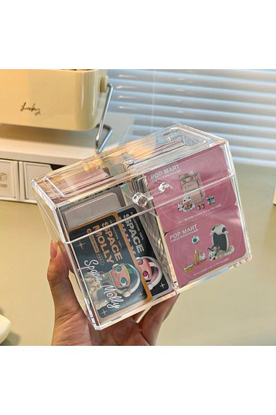 Choice Transparent Acrylic Card Storage Box Holds 400 Postcards 12x10.5cm Display Card Case With 2 Compa...