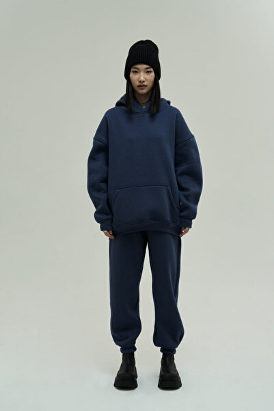 CMZ COLLECTİON Γυναικείο σετ φόρμας από βαμβάκι με 3 κλωστές σε μπλε ναυτικό ...