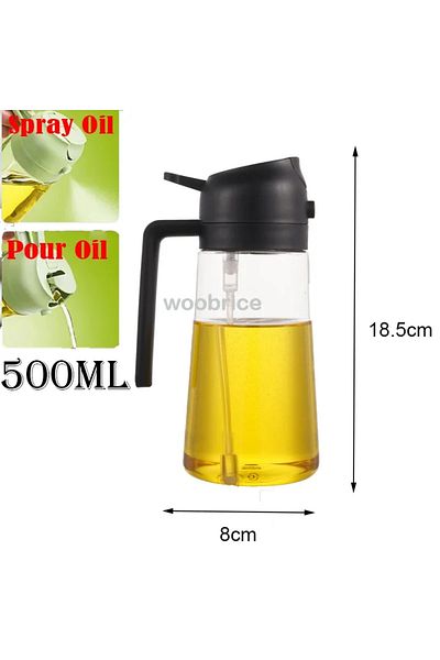 Choice Black 500ml 2in1 500ml Plastic Spray Oil Sprayer Bottle Spray Oil Dispenser Oil Jar Cruet Bbq Kitche