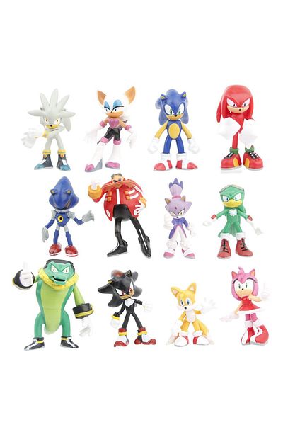 Choice No.1 2024 Sonic Pvc Character Toy Hedgehog Shadow Tail Figure Model Dolls Children Animal Toy 12pcs/