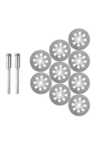 Choice Silver 12pcs 22mm Diamond Cutting Disc 3mm Grinding Wheel Mandrel For Metal Cutting Rotary Tool Elec