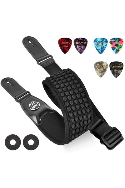 Choice Black Lekato 3d Sponge Guitar Strap Belt Lgs-1 Adjustable Filling Electric Guitar Strap Bass Belt 3.