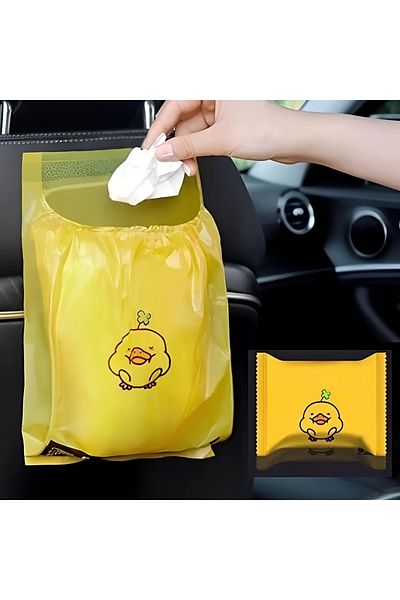 Choice 30pcs Yellow 15pcs/pack Adhesive Car Trash Bag Disposable Car Interior Hanging Multi-Functional Clea