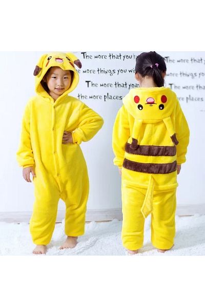 Choice 100 Fit 80-95cm 1set Pajamas Pokemon Pikachu Warm Flannel Homewear Kids Autumn&winter Soft Onesie Co
