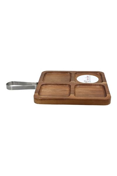 Bien Servi Square Shaped Acacia Serving Tray with Handle 24 x 24cm