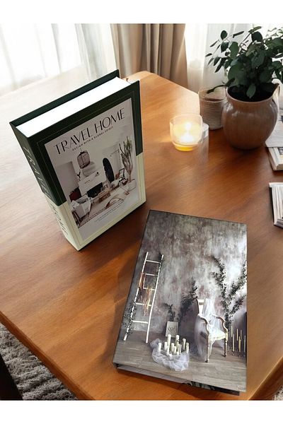 Saccura Decor Decorative Book Box Set, 2 Pieces Grateful Green Set Patterned Box Set