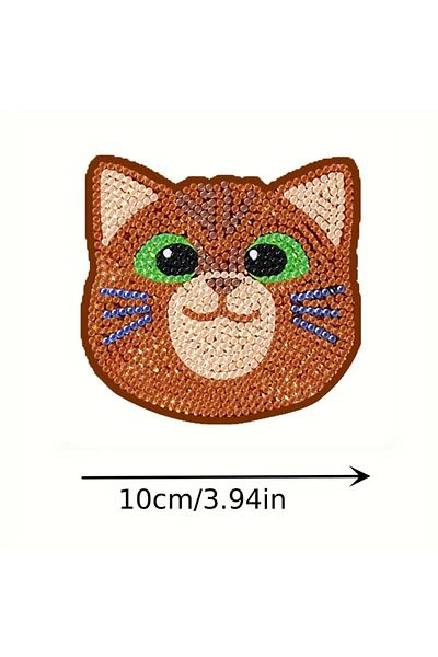 Choice Multi 10pcs Diamond Painting Coasters Set, Diy Cartoon Cat Pattern Round Coasters 10x10cm/3.93x3.93i