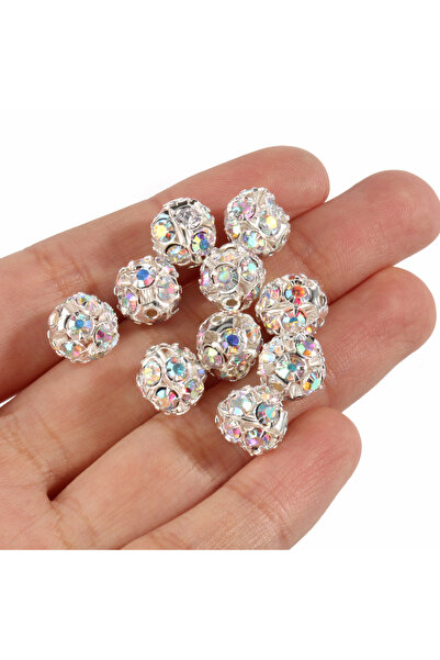 Choice 6mm 50pcs AB silver 50pcs 6/8/10mm AB Color Metal Crystal Beads Rhines...