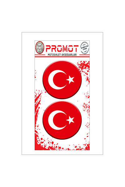 PROMOT OTOMOBİL MOTORSİKLET AKSESUAR STİCKER TÜRK BAYRAĞI 3D DAMLA 2 Lİ STİCKER LOGO 4