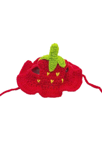 Choice S Strawbrry Hand-made Cat Hat Elastic Woven Cap Pet Hat Puppy Kitten Headwear Knitted Hat Party Phot