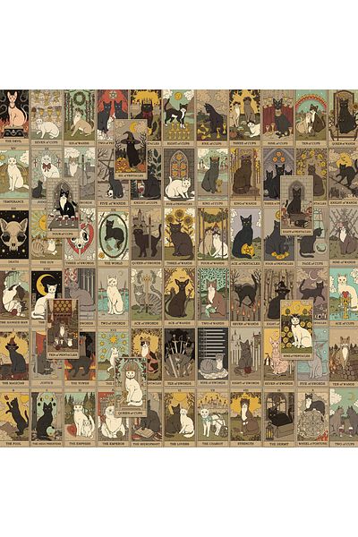 Choice 72pcs Complete 72pcs Cat Tarot Graffiti Sticker Mystery Divination Cartoon Decals Diy Laptop Bicycle
