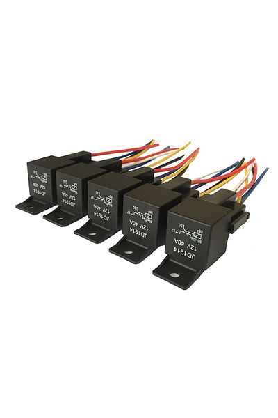 VODOOL 12v 5pcs Waterproof Automotive Relay 12v 24v 5pin 40a Car Relay With Black Red Copper Terminal Auto