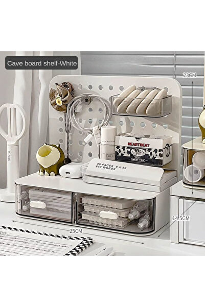 Choice صندوق تخزين لوحي مثقب أبيض مكون من قطعة واحدة لترتيب القرطاسية وترتيب ...