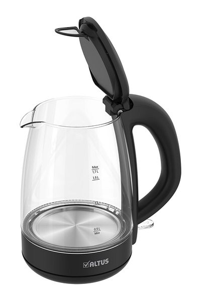 Altus Grm Black Glass Kettle 1.7 Lt Capacity Hidden Resistance